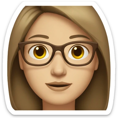 Woman with brown hair and a beige glasses, white skin sticker