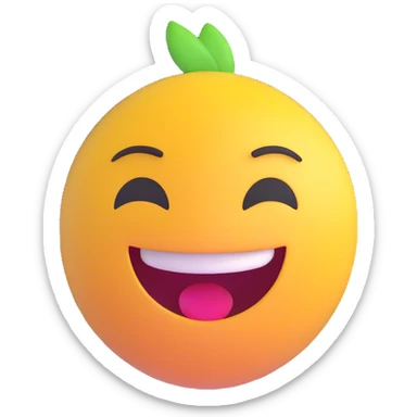 cheerful face expressing happiness, 3D emoji style sticker