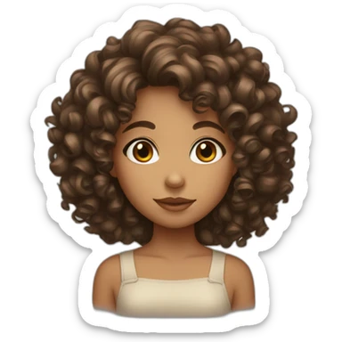 brown eyed girl with a curly hair sticker