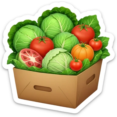 brown grocery pack inside cabbage fruits tomatoes sweets

 sticker