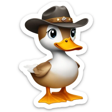 Duck  with a cowboy hat sticker