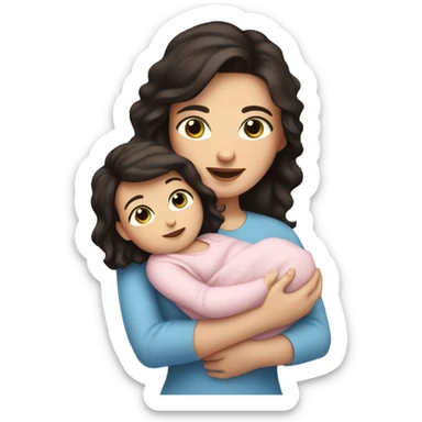 mom holding newborn baby girl with blue eyes and white skin baby dark hair white skin newborn girl pink sticker