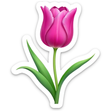 Cinematic Realistic Tulip Emoji, Elegant and simple, with soft, smooth petals in shades of pink and purple, gently curved and reaching upward. The slender green stem contrasts against the delicate bloom, while surrounding greenery adds a peaceful touch. Soft glowing outline, capturing the essence of springtime beauty and grace in a delicate tulip. sticker