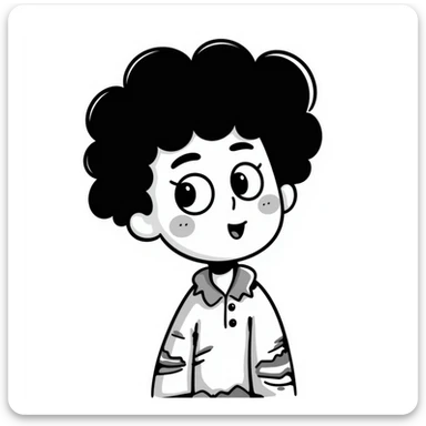 zombie boy with an afro, hand drawn doodle style sticker