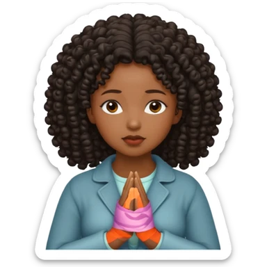 Curly hair Black women praying sticker