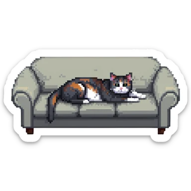 cat relaxing on a couch, weekend vibes sticker