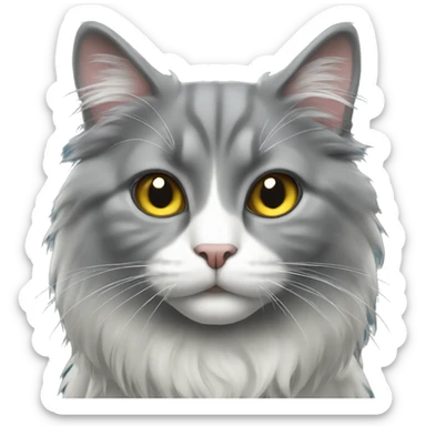 grey tuxedo long haired cat  sticker