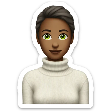 girl in white turtleneck sweater with green eyes sticker