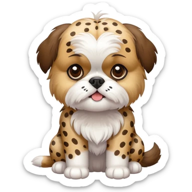 Shih tzu with a cheetah stuffed animal sticker