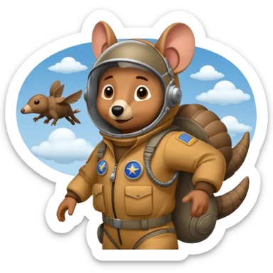 Man flying in the sky of armadillos sticker