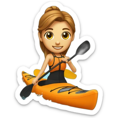 fitness instructor paddling, kayaking, orange kayak on water sticker