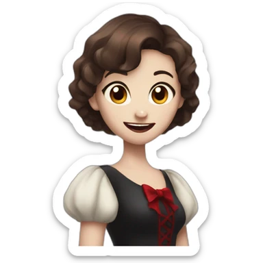 amused vampire girl with very short brown hair and with claws sticker