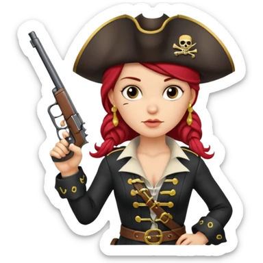 Lady Pirate With Gun, point to thr front. sticker