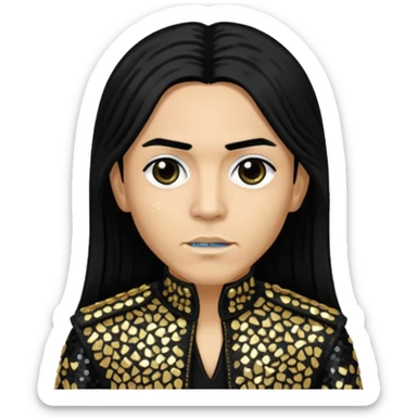 Taboo from Black Eyed Peas with long black hair, black sequin outfit  sticker