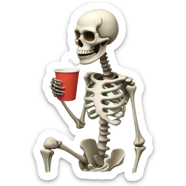 skeleton drinking from cup sticker