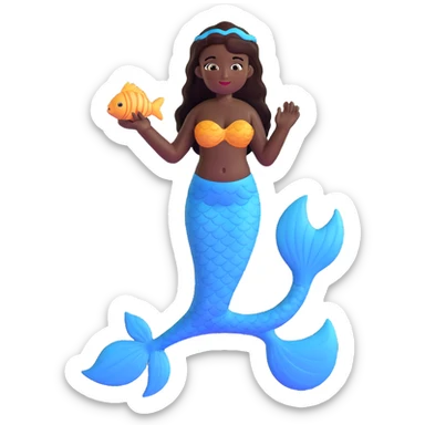 full body black mermaid with dark skin and fish tail sticker