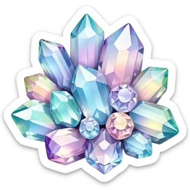 Sparkly glossy Pastel iridescent glass crystal cluster sticker