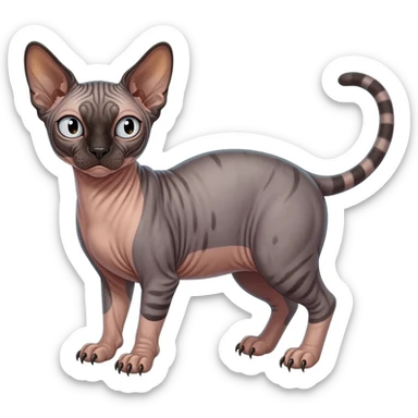 Big-eared big-eyed cute realistic animalistic feral digitigrade 4-legged anime-styled Sphynx-Meloetta-Trico-Vernid-Sergal-Serval-hybrid-fusion-creature-animal, full body sticker