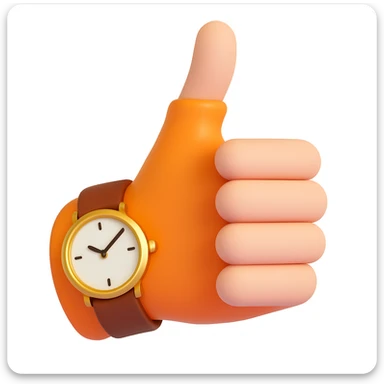 Make the thumbs up emoji wear a wristwatch in a style similar to 3d-emoji sticker