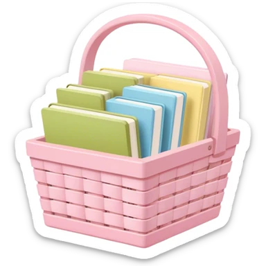 Pastel pink pastel yellow pastel blue and matcha colored books in a basket sticker