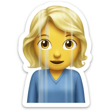 blonde woman peeking out behind shower curtain sticker