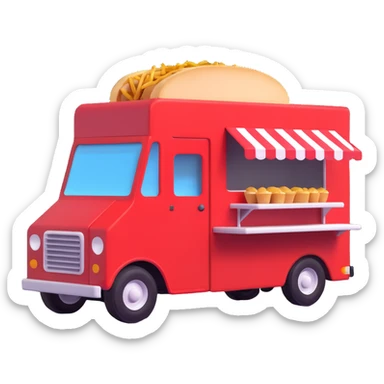 generate me a 3D red truck icecream food truck sticker