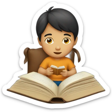 Filipino boy reading a book sticker