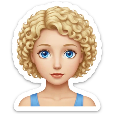 Mom with blonde short curly hair and blue eyes sticker