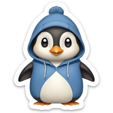friendly anthropomorphised penguin in a hoodie and jeans standing with arms folded, smiling sticker