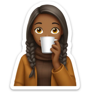 a girl in autumn season drinking coffee sticker