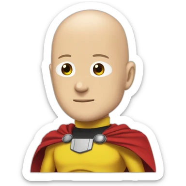 bald one punch man with red cape and yellow costume sticker