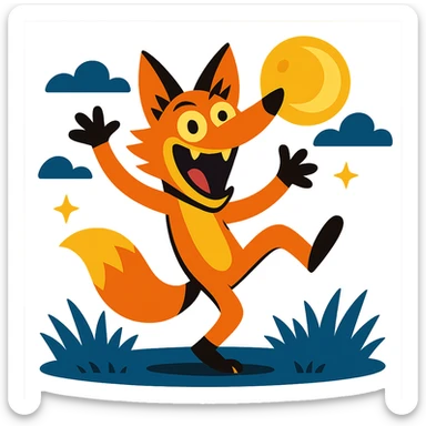 crazy fox dancing under moonlight sticker