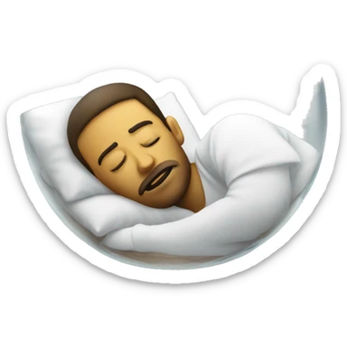 Tired man, in glass, laying on pillows  sticker