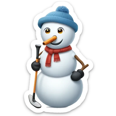 snowman with golf club sticker