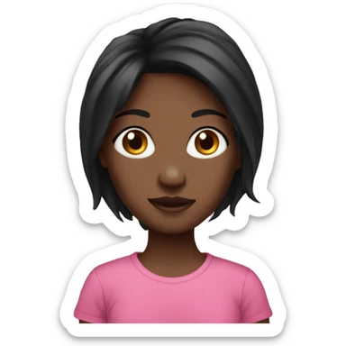 Long black hair black girl pink tee sticker