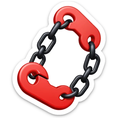 iOS sticker, broken chain, black links, red break, minimal sticker
