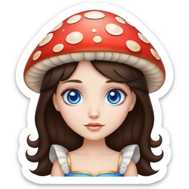 Mushroom princess brunette blue eyes sticker