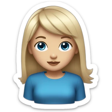 girl with black hair, thick bangs, blue eyes sticker