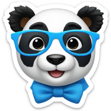 smiling blue panda designer with glasses sticker
