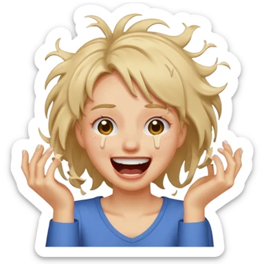 Laughcrying ripping hair out female sticker