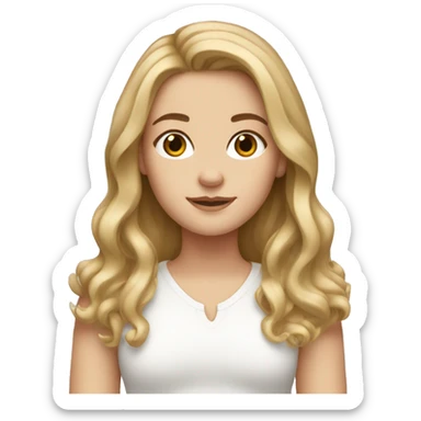 White girl with brown blond hair middle part sticker