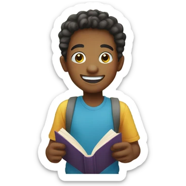 smiling boy with book outdoors sticker