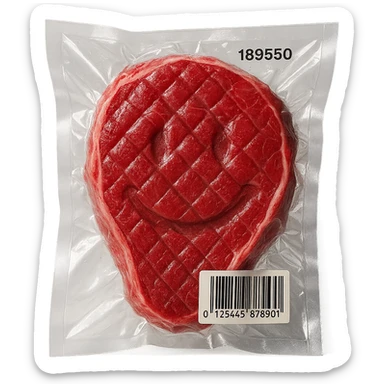 diamond-textured meat steak, shiny and inflated sticker