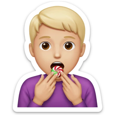 Opening your mouth to eat candy from someone’s hands sticker