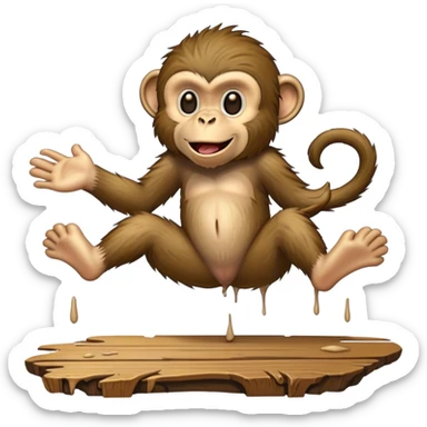 Dirty smelly monkey falling over the leg of a table  sticker