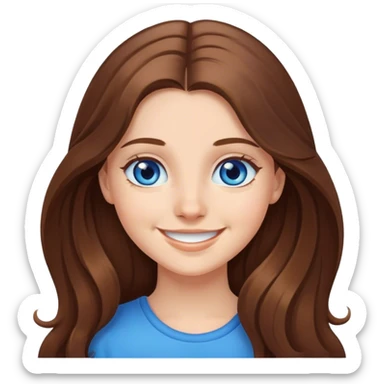 smiling girl portrait with long hair blue eyes  sticker