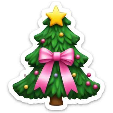 Christmas tree with pink bow  sticker
