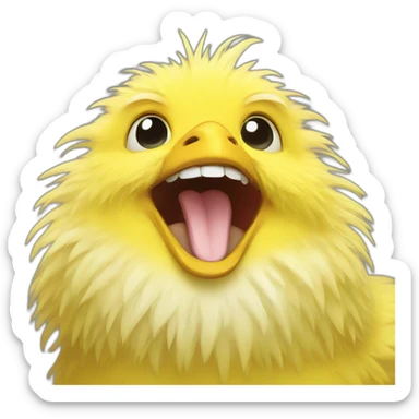 yellow fluffy chick laughing funny sticker