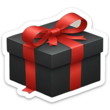 black box with red ribbon sticker