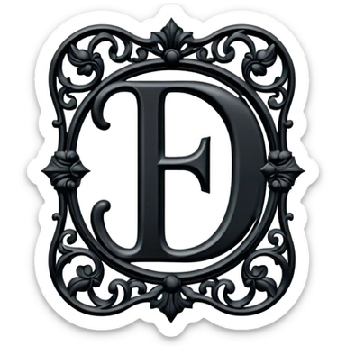 Black gothic Victorian , letter “F” of the alphabet sticker